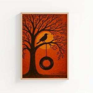 Lámina de pared &quot;Matar a un ruiseñor&quot;, Harper Lee, portada de libro, Atticus Finch, literatura clásica estadounidense, arte literario clásico, regalo literario