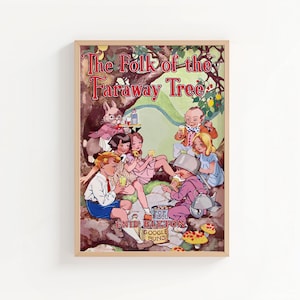 The Folk of the Faraway Tree Book Cover Design Art Print, Enid Blyton, Children's Book, Enid Blyton Nursery Wall Art, Original Book Cover image 1