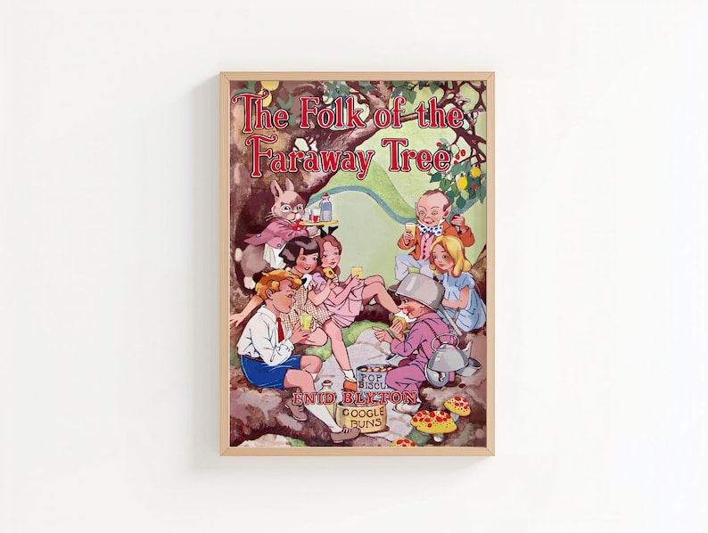 The Folk of the Faraway Tree Book Cover Design Art Print, Enid Blyton, Children's Book, Enid Blyton Nursery Wall Art, Original Book Cover image 1