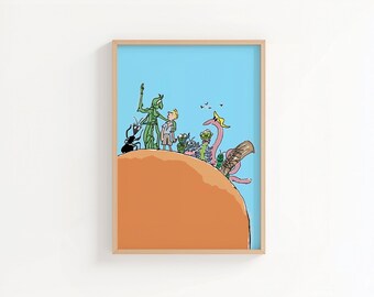 James and the Giant Peach Art Print | Roald Dahl Nursery Wall Art