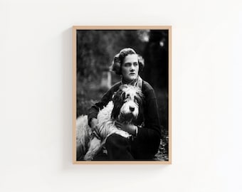Daphne du Maurier Portrait Print, Vintage Author Wall Art, Literary Gift, Rebecca Author Art, Writer Portrait