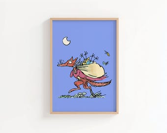 Fantastic Mr. Fox Art Print, Roald Dahl Illustration, Nursery Decor