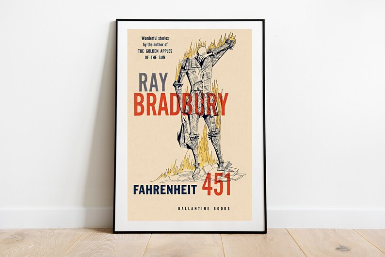 Fahrenheit 451 by Ray Bradbury Wall Art, Book Lover, Reader Gift, Bibliophile, Bookish, Booktok, Bookstagram image 1