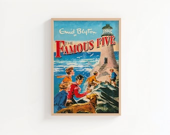 The Famous Five Vintage Book Cover Art Print | Enid Blyton Illustration | Classic Children’s Literature Wall Art | Nostalgic Reading Decor