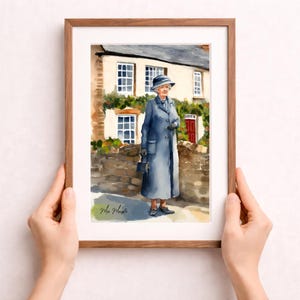Miss Marple Print, Agatha Christie Wall Art, Literary Character Illustration, English Cottage Art, Detective Book Lover Gift image 6