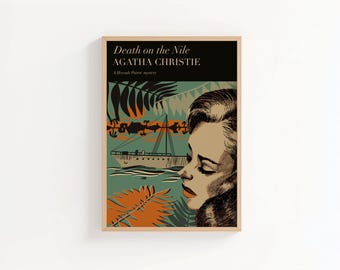 Death on the Nile Art Print | Agatha Christie Illustration | Hercule Poirot Mystery | Vintage Book Cover Literary Wall Decor