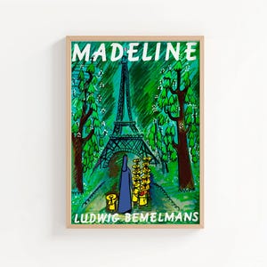 Madeline in Paris Art Print | Children’s Book Illustration | Eiffel Tower Nursery Wall Art | Classic Literature Artwork