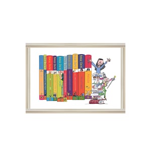 Roald Dahl Book Collection Art Print • Children’s Classic Books Illustration • Colourful Book Lover Wall Art • Reading Corner Decor