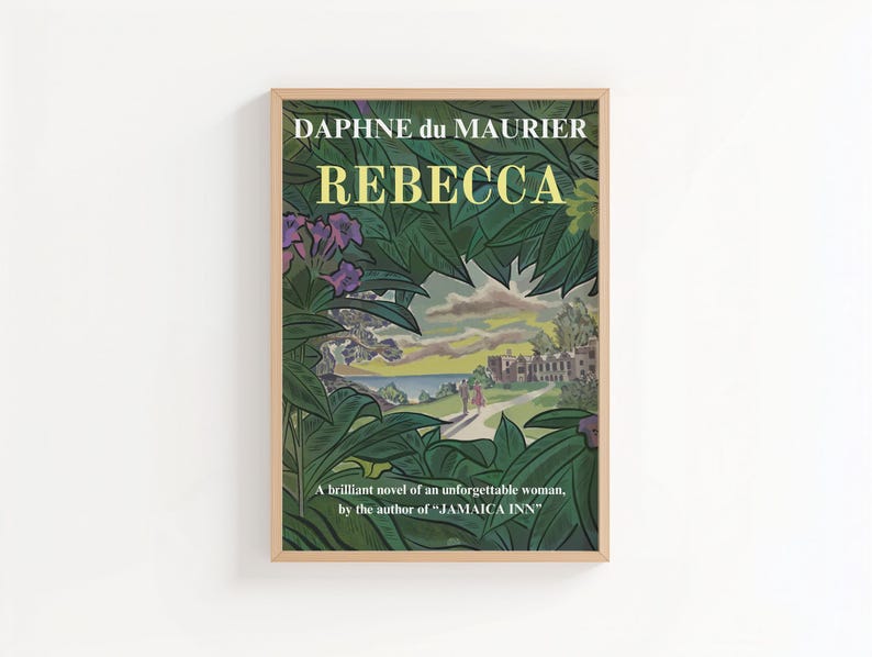 Rebecca Book Cover Design Art Print, Daphne Du Maurier, Rebecca Book Wall Art, Bibliophile, Bookish Art Print, Classic Novels, Academia Art image 1