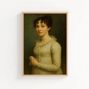 Jane Austen Vintage Portrait Art Print | Literary Wall Art, Regency Era Author Decor, Classic Bookish art, Oil Painting Reproduction