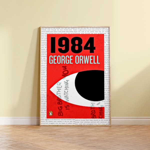 1984 | George Orwell, couverture de livre, oeuvre d'art murale, livre de 1984, Big Brother, littérature classique, roman classique, bibliophile, livre livre, Bookstagram