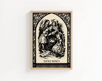 Little Women Vintage Illustration Print – Classic Literary Wall Art – Louisa May Alcott – Antique Style Bookish Decor