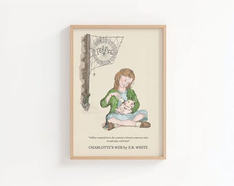 Charlotte’s Web Vintage Book Art Print – Classic Children’s Literature Illustration