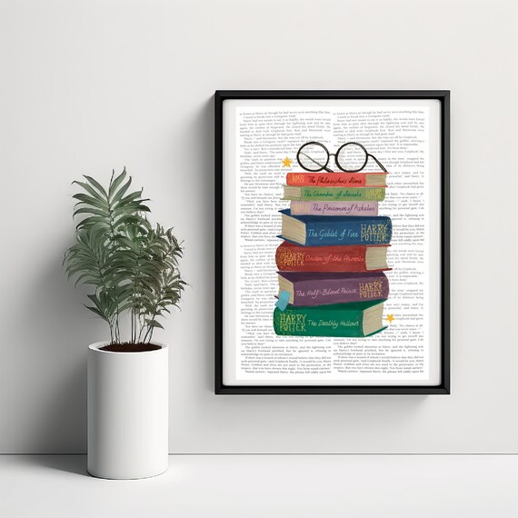 HP Book Collection Wizard Inspired, Book Lover, Wall Art, Reader Gift, Book  Stack, Bookish, Bookworm, Fantasy, Bibliophile -  Canada