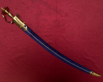 ceremonial sikh rajput Maratha Indian Royal  sword talwar with gold koftgari work and damascus blade