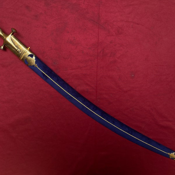 ceremonial sikh rajput Maratha Indian Royal  sword talwar with gold koftgari work and damascus blade