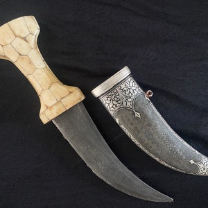 Vintage Indo-persian Indian Dagger Khanjar Knife With Silver Damascened ...