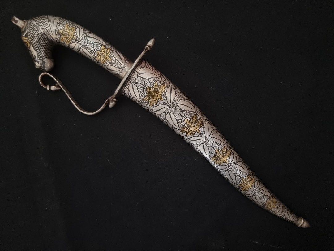 Vintage Indo Persian Mughal Turkish Horse Face Hilt Dagger With Silver ...