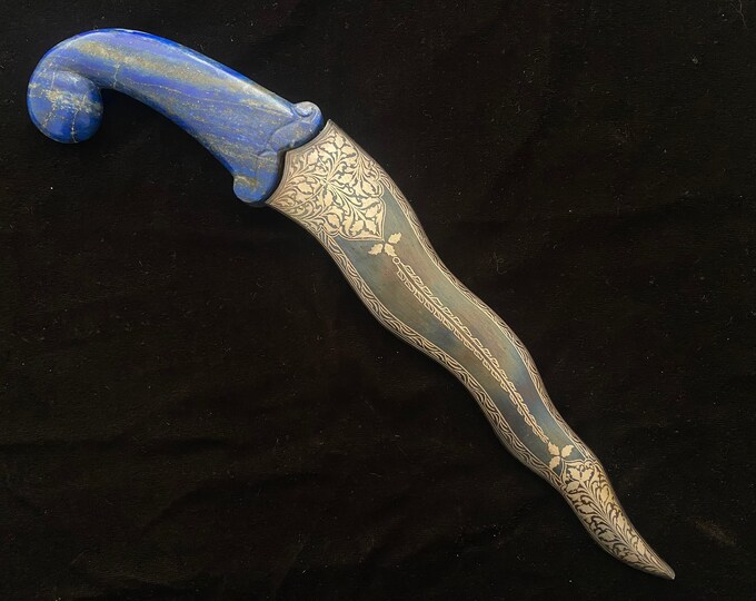 Vintage Mughal Indo Persian Lapese Lazuli Handle Dagger Knife Khanjar ...