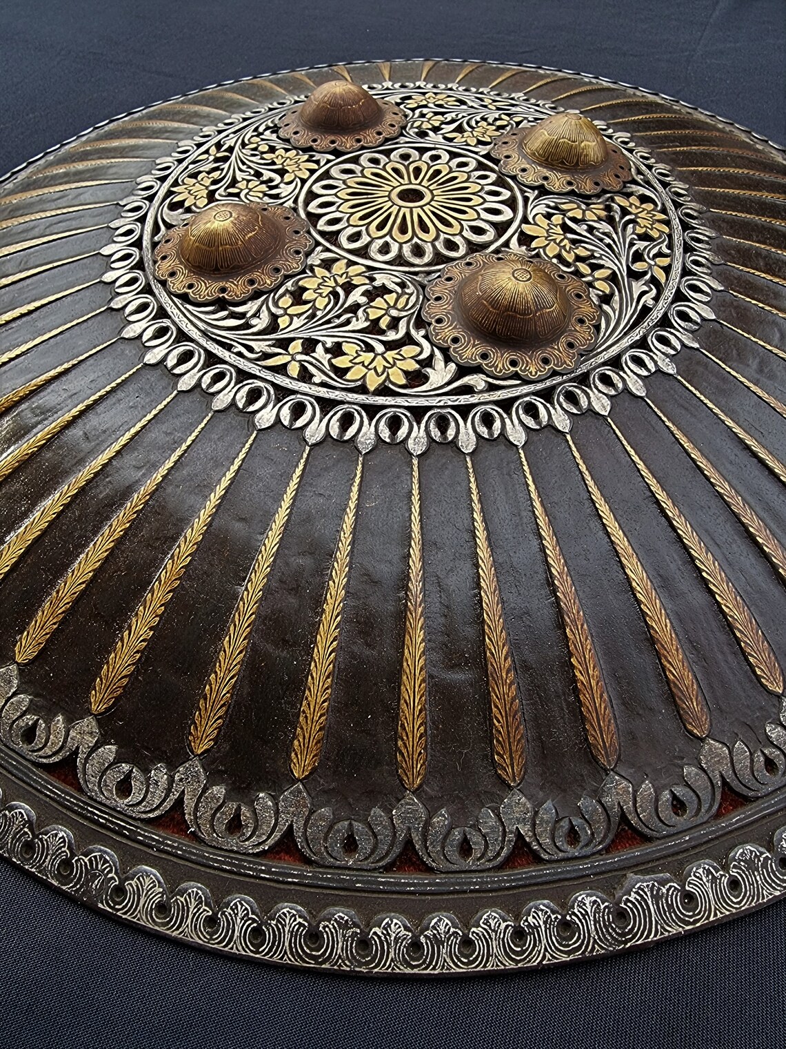 Vintage old mughal ottoman dhal shield with gold and silver Etsy