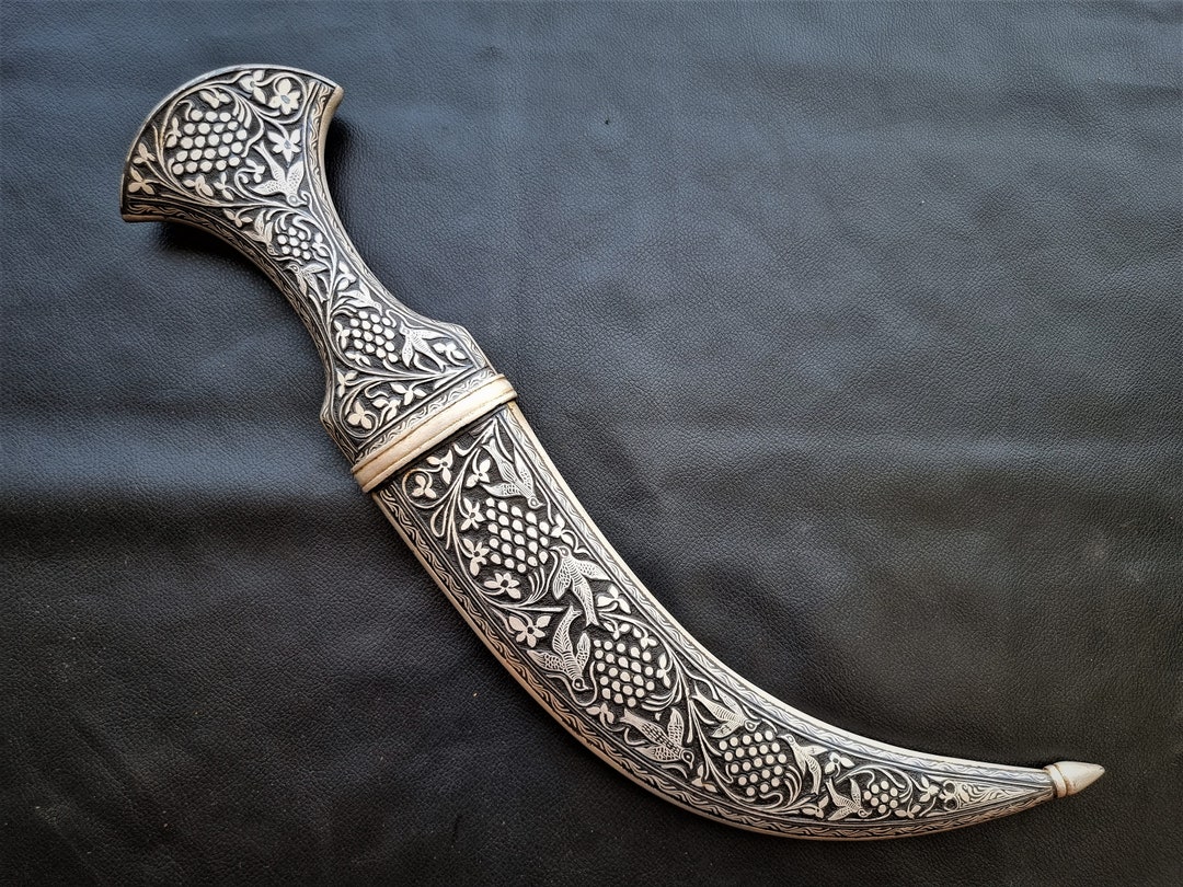 Vintage Old Mughal Turkish Ottoman Dagger Engraved Jambiya Knife With ...