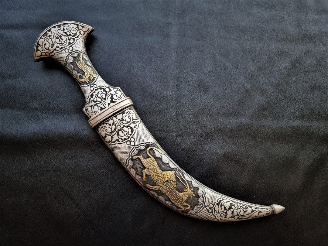 Vintage Old Mughal Turkish Ottoman Dagger Engraved Jambiya Knife With ...