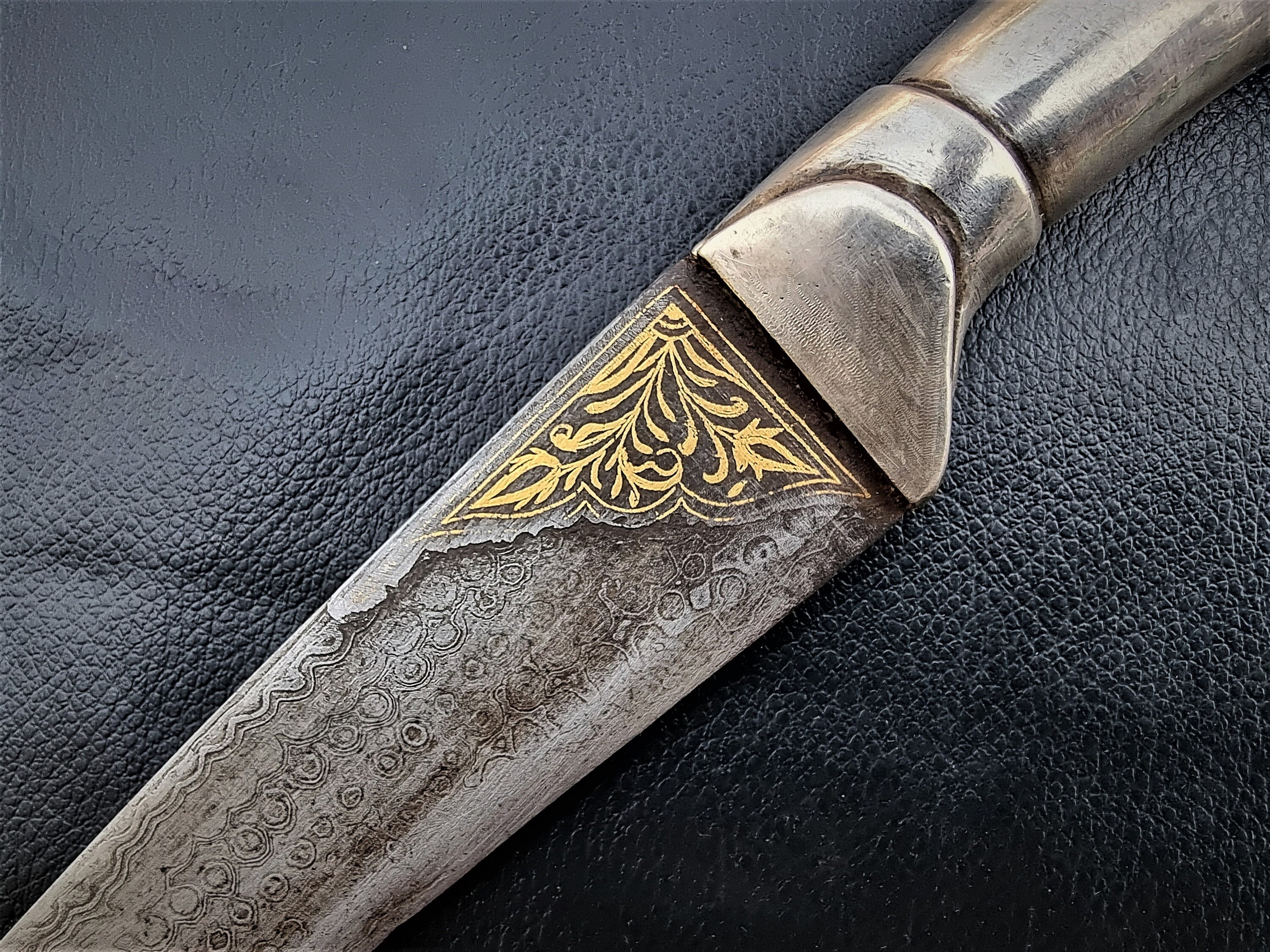 Vintage Silver Lion Head Indo Persian Mughal Dagger Khanjar Wilth Gold ...