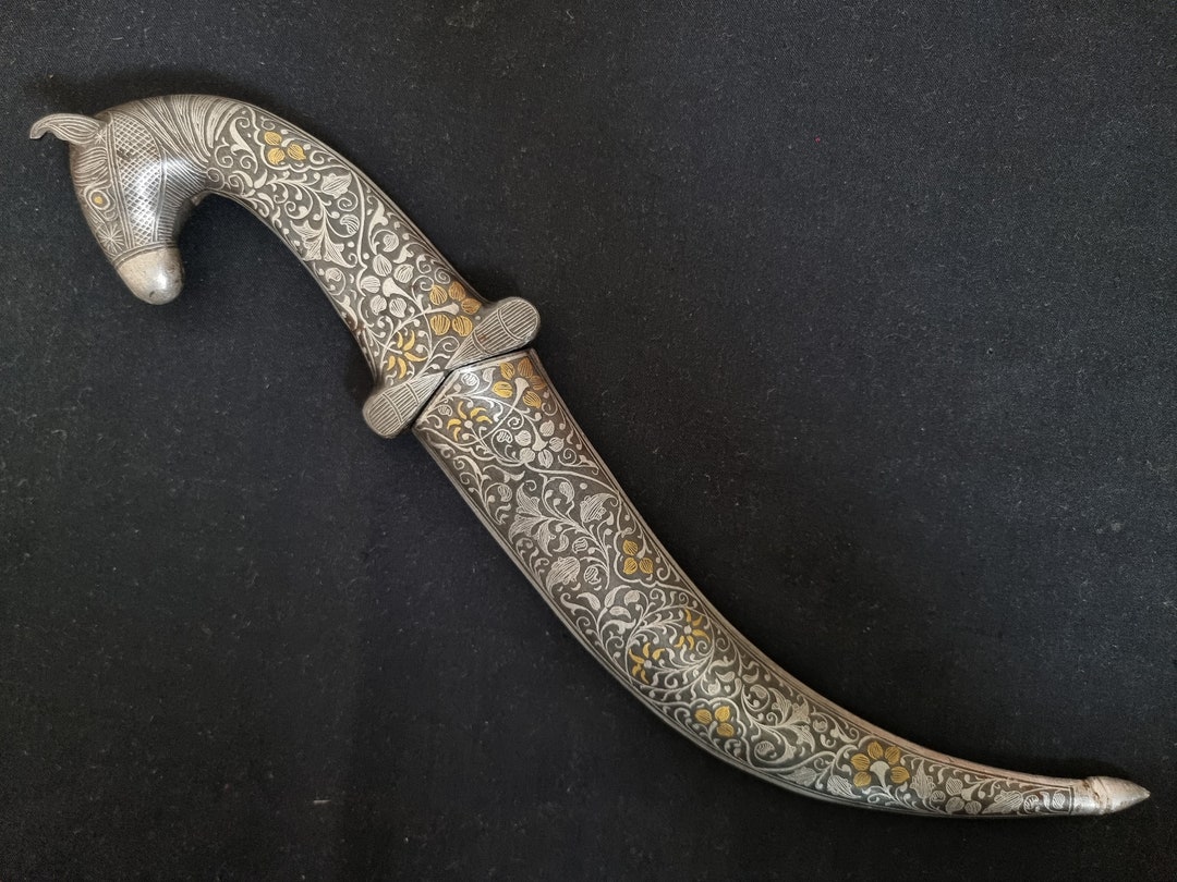 Vintage Indo Persian Mughal Turkish Horse Face Hilt Dagger With Silver ...