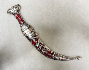 indian handmade wall decor antique silver koftgari khanjer\dagger\knife