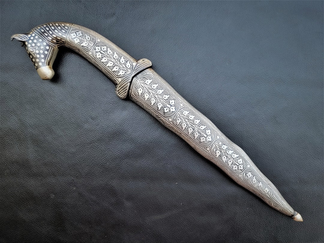 Vintage Indo Persian Mughal Indian Silver Damascened Horse Face ...