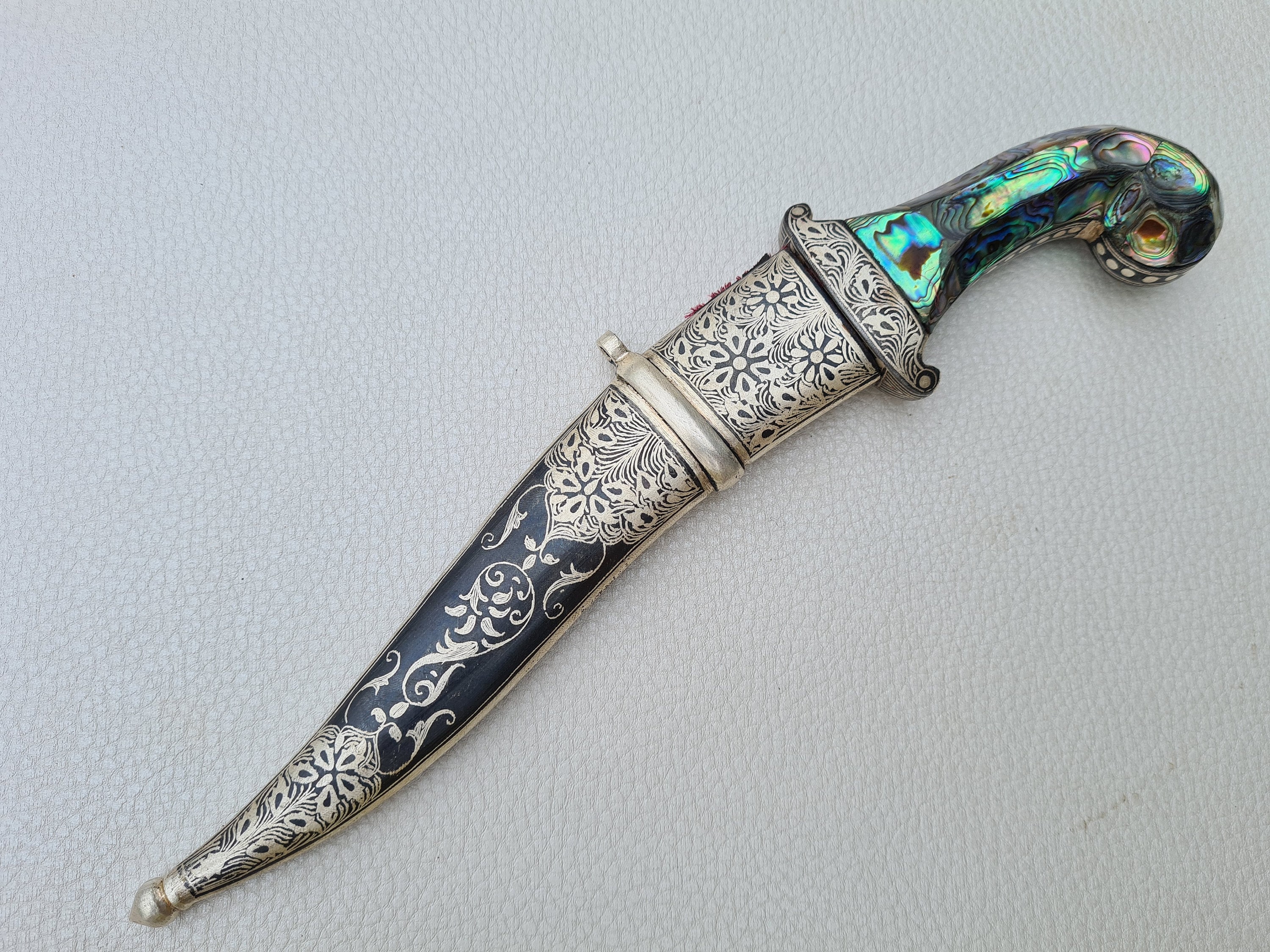 Vintage indo persian mughal rajput bone hand grip dagger with silver ...