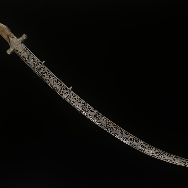Vintage Indian handcrafted silver damascened Rajput Sikh Maratha Sword shamshir Talwar