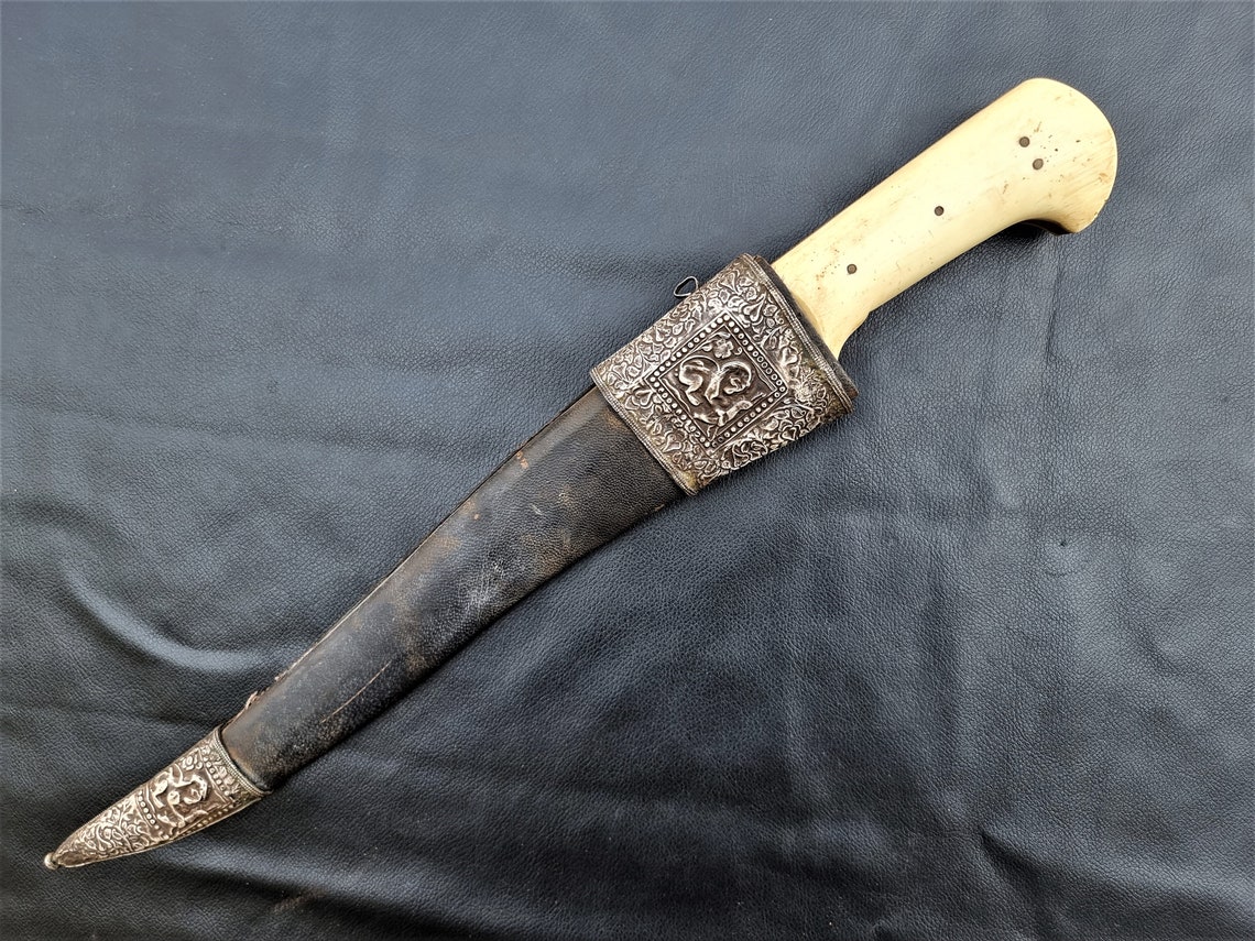 Vintage bone handle kard/peshkabz knife goldwork dagger with Etsy