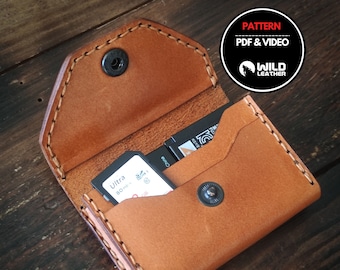 Leather Camera Battery Case Pattern, Leather Case PDF Template, Battery Case Leather DIY pdf, Leather SD Cards Case Video Instruction