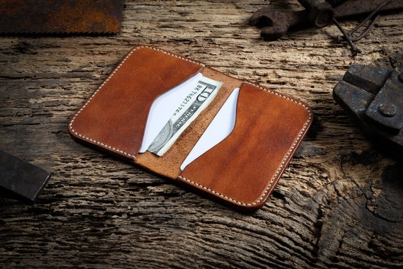 Two-Pocket Leather Bifold Wallet - Handmade Men's Wallet