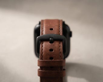 Personalized Apple Watch Band, Leather Gift for Him, Engraved Watch Strap, Husband Gift, Boyfriend Gift, Father's Day, Birthday Gift for Men