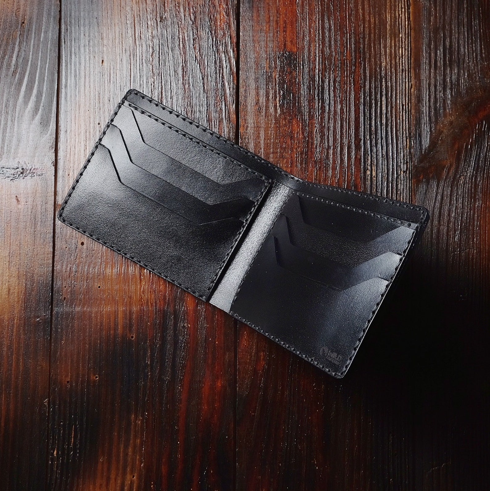 Classic Horizontal Bifold Black Leather Wallet Made From a High Quality ...