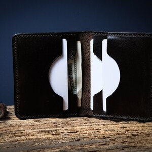 Cartera bifold de cuero para hombre, cuero temunado a mano, cartera delgada, billetera minimalista, cartera de cuero para hombre, billetera de regalo, soporte para tarjeta de cuero.