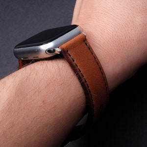 Apple Watch leather padded strap, light brown Koala leather, leather padded watch strap, elegant leather watch strap, iwatch leather strap