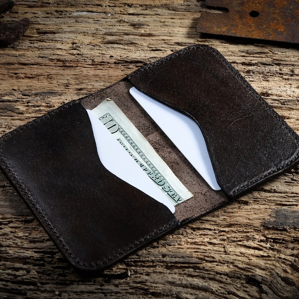 Visitekaartje portemonnee, mens Leather Wallet, kaarthouder, Business Card Holder, Business portemonnee, 2 Pocket portemonnee, visitekaartje geval.