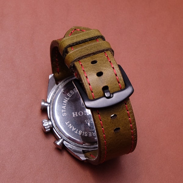 26mm 24 mm 22mm 20mm 18mm olive Ponte bracelet de montre en cuir