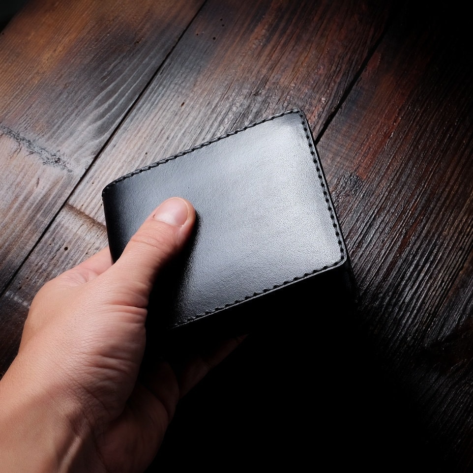 Classic Horizontal Bifold Black Leather Wallet Made From a High Quality ...