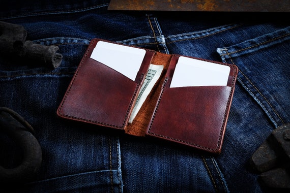 Vertical bifold wallet, slim wallet, 6 pocket wallet, minimalist wallet, mens leather wallet, vertical wallet, leather card holder.