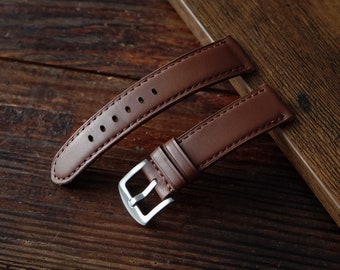 20mm Dark brown padded leather watch strap, size 18/20/22/24/26 mm