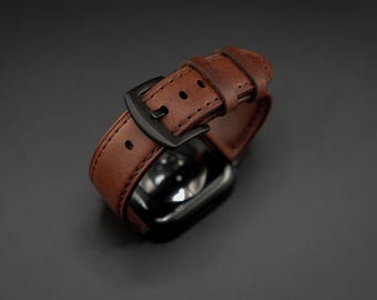 Handmade Leather Apple Watch Band, Hand Stitched Artisan Strap, Small Batch Leatherwork, Handcrafted Watch Band, Made to Order Leather Strap