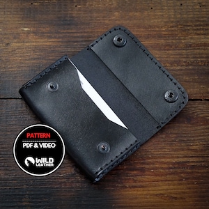 Padrão de suporte de cartão de visita, modelo de pdf de suporte de cartão de visita de couro, pdf de couro diy, suporte de cartão de couro instruções de vídeo