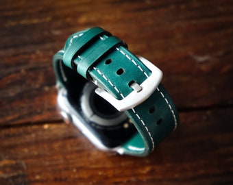 Buttero Bottle Green Leather strap for apple watch