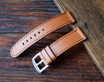 Light brown natural leather watch strap