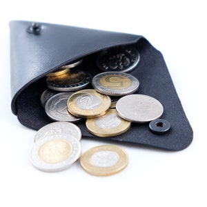 Bolsa de moneda de cuero, monedero de moneda de cuero, monedero de moneda de cuero triángulo