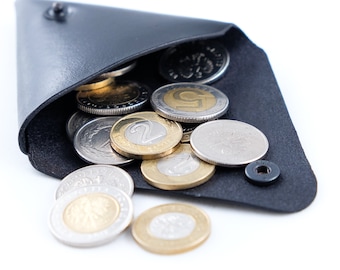 Bolsa de moneda de cuero, monedero de moneda de cuero, monedero de moneda de cuero triángulo